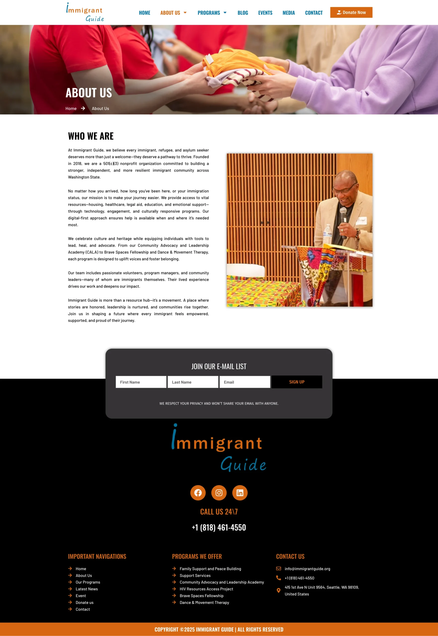 Powerful Nonprofit Website for Immigrant Community Support & Programs 2